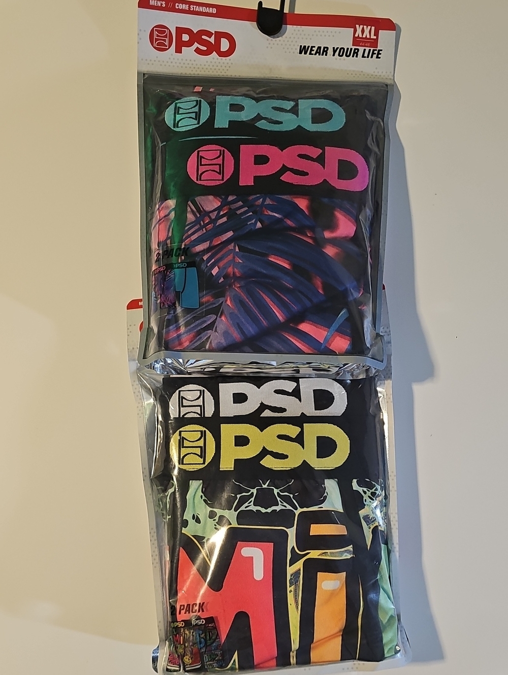 PSD Men's XXL "Jungle Vibes" and "PSD Hype" Print Boxer Briefs 4 Pairs